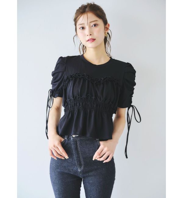 dazzlin「フリルギャザーデザインTシャツ」|Tシャツ・カットソー|