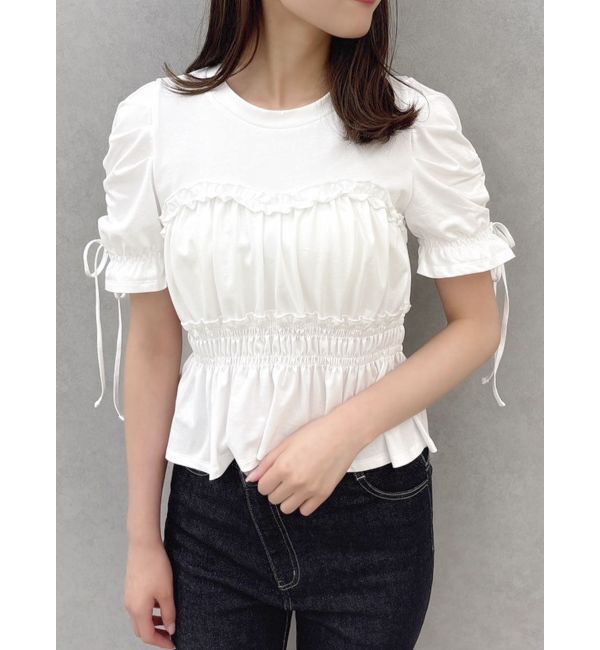 dazzlin「フリルギャザーデザインTシャツ」|Tシャツ・カットソー|