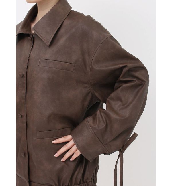 dazzlin「【SETUP】カフスリボンフェイクレザージャケット※セットアップ対応」|ブルゾン・スタジャン|