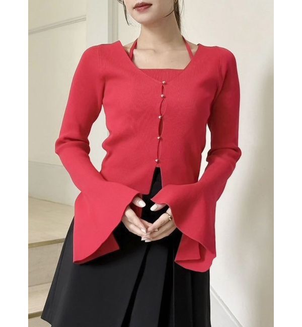 dazzlin「カーデタイトトップス」|ニット・セーター|レッド