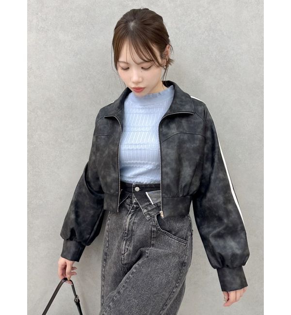 dazzlin「フェイクレザートラックブルゾン」|ブルゾン・スタジャン|