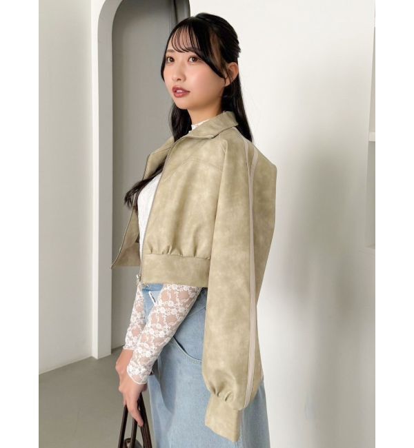 dazzlin「フェイクレザートラックブルゾン」|ブルゾン・スタジャン|