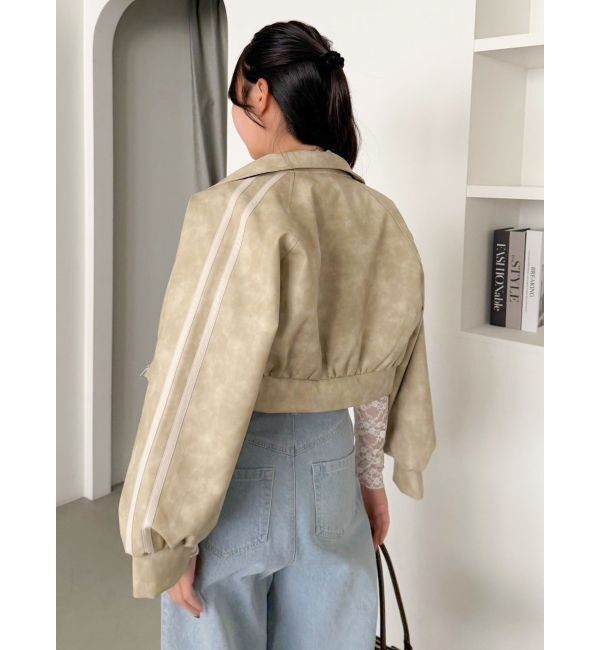 dazzlin「フェイクレザートラックブルゾン」|ブルゾン・スタジャン|