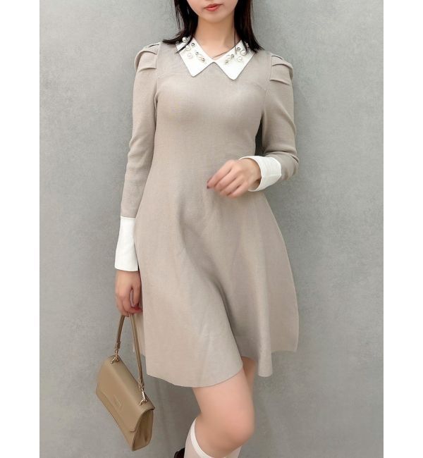 dazzlin「オーナメントカラーニットワンピース」|ワンピース|グレー