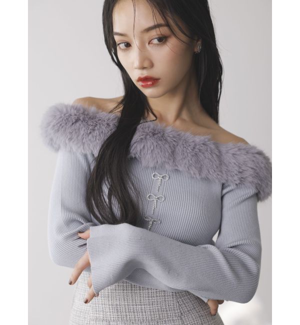 dazzlin「2WAYファーライクネックニットトップス」|ニット・セーター|