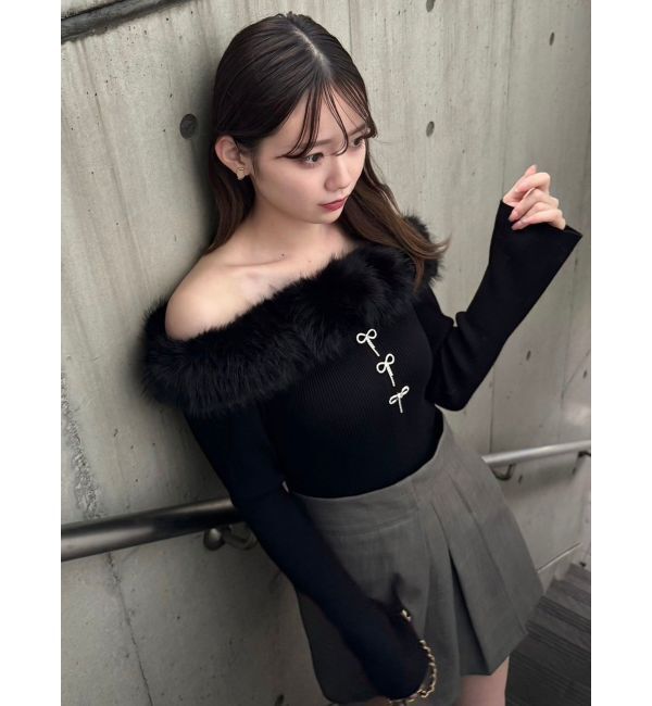 dazzlin「2WAYファーライクネックニットトップス」|ニット・セーター|