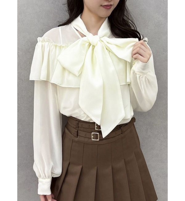 dazzlin「レースフラワーケープボウタイブラウス」|シャツ・ブラウス|アイボリー