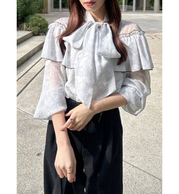 dazzlin「レースフラワーケープボウタイブラウス」|シャツ・ブラウス|