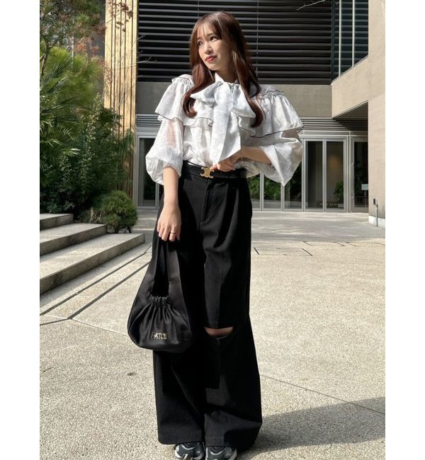 dazzlin「レースフラワーケープボウタイブラウス」|シャツ・ブラウス|