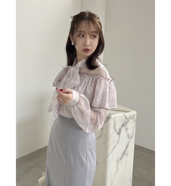 dazzlin「レースフラワーケープボウタイブラウス」|シャツ・ブラウス|