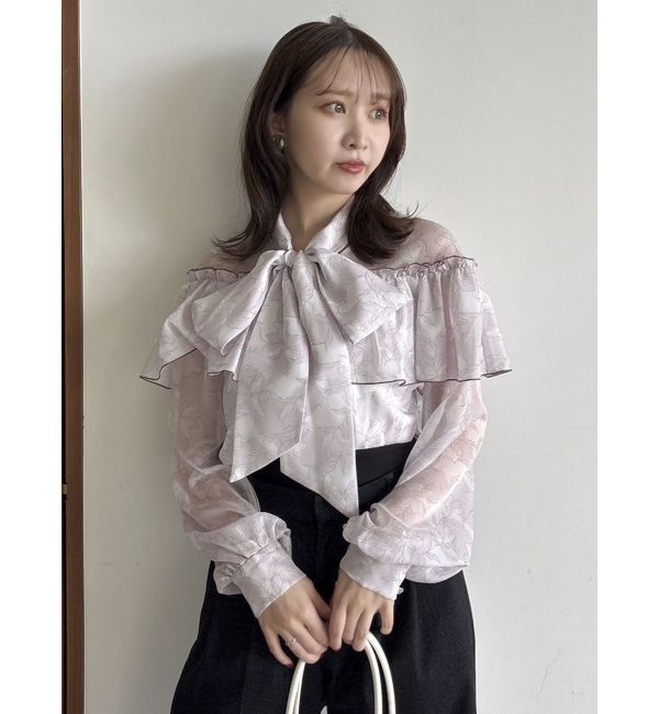 dazzlin「レースフラワーケープボウタイブラウス」|シャツ・ブラウス|