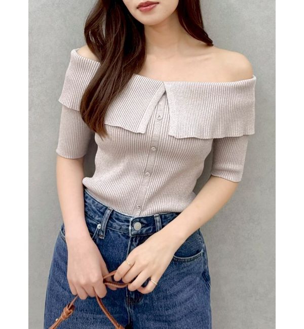 dazzlin「2WAYボタンオフショルニットトップス」|ニット・セーター|ピンク