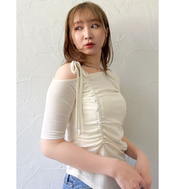 dazzlin「ワンショルギャザーカットトップス」|Tシャツ・カットソー|