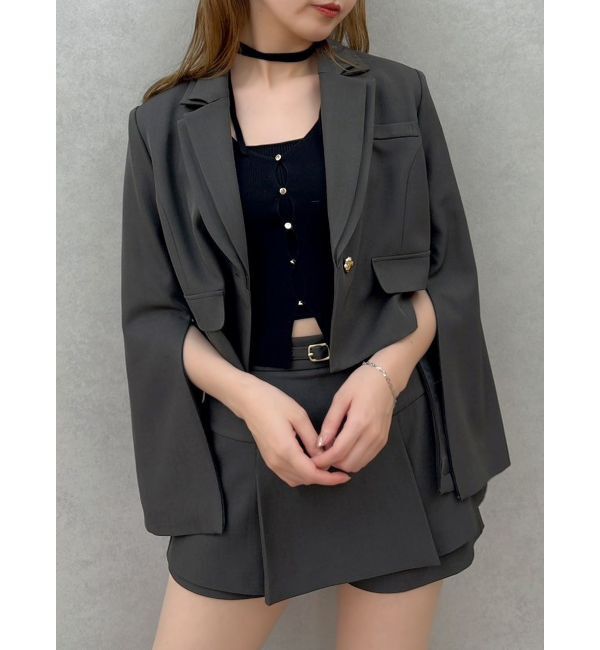 dazzlin「【セットアップ対応】テーラーショートジャケット」|テーラードジャケット|チャコールグレー