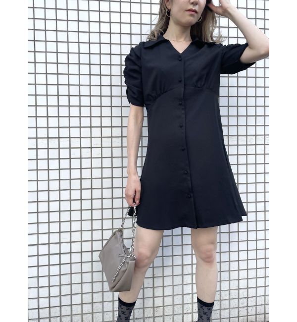 EMODA「シャツカラーフレアワンピース」|ワンピース|ブラック