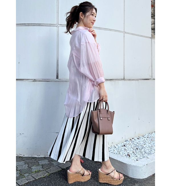 MERCURYDUO「配色チェンジリブ五分袖ニットワンピース」|ワンピース|