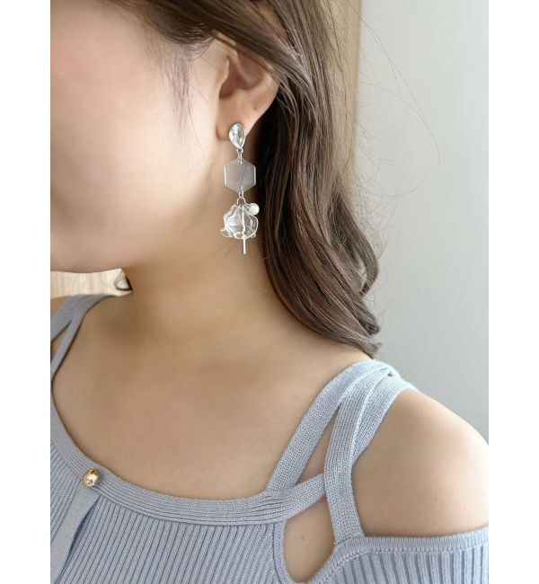 MERCURYDUO「フロストフラワーモチーフピアス」|ピアス|