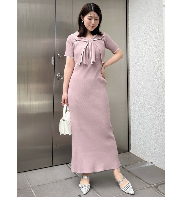 MERCURYDUO「ショートトップスセット配色ニットワンピース」|ワンピース|