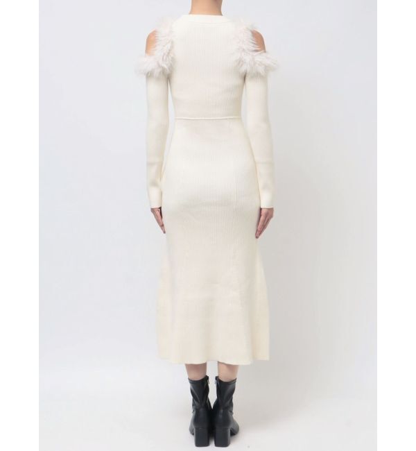 MERCURYDUO「ファーショルダーカットアウトニットワンピース」|ワンピース|