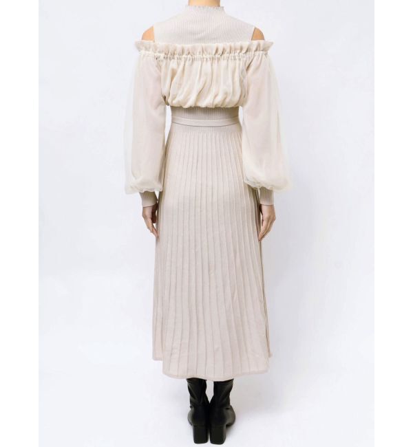 MERCURYDUO「異素材ドッキングオフショルニットワンピース」|ワンピース|