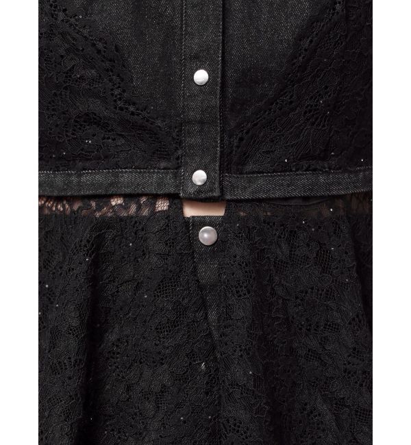 MERCURYDUO「レースレイヤードデニムトップス」|シャツ・ブラウス|