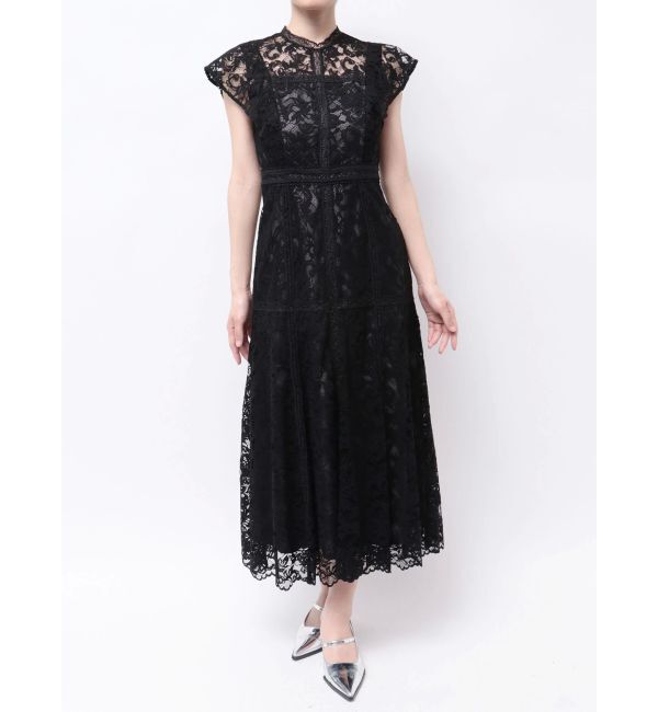 MERCURYDUO「レースハイネックワンピース」|ワンピース|ブラック