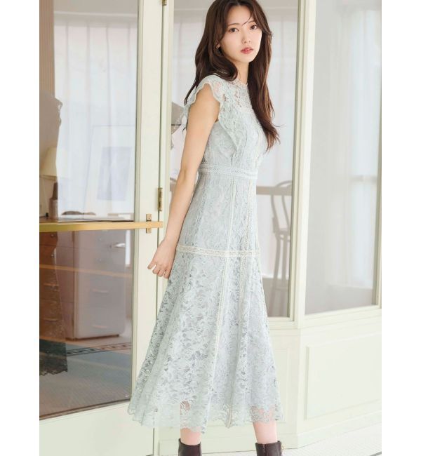 MERCURYDUO「レースハイネックワンピース」|ワンピース|ミントグリーン