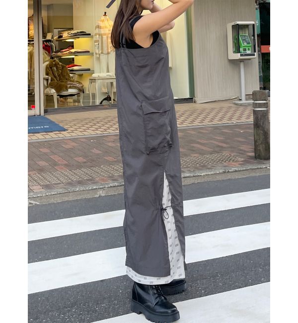 MURUA「メッシュロゴカーゴワンピース」|ワンピース|ダークグレー