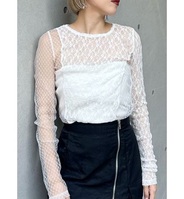 MURUA「スイッチレーストップス」|Tシャツ・カットソー|ホワイト