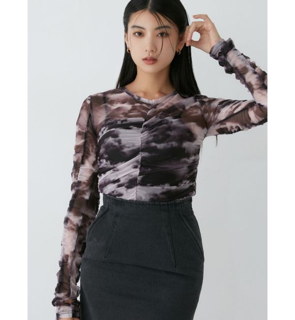 MURUA「シャーリングチュールトップス」|Tシャツ・カットソー|