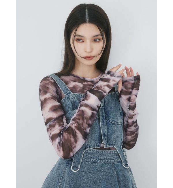 MURUA「シャーリングチュールトップス」|Tシャツ・カットソー|