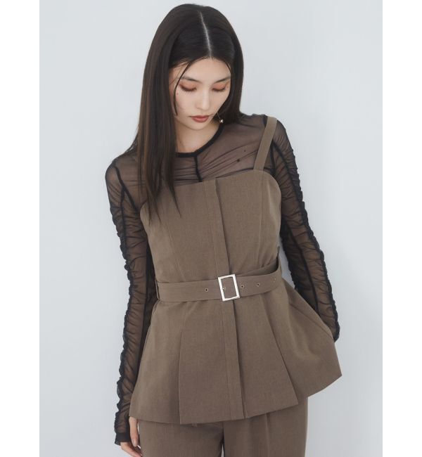 MURUA「シャーリングチュールトップス」|Tシャツ・カットソー|