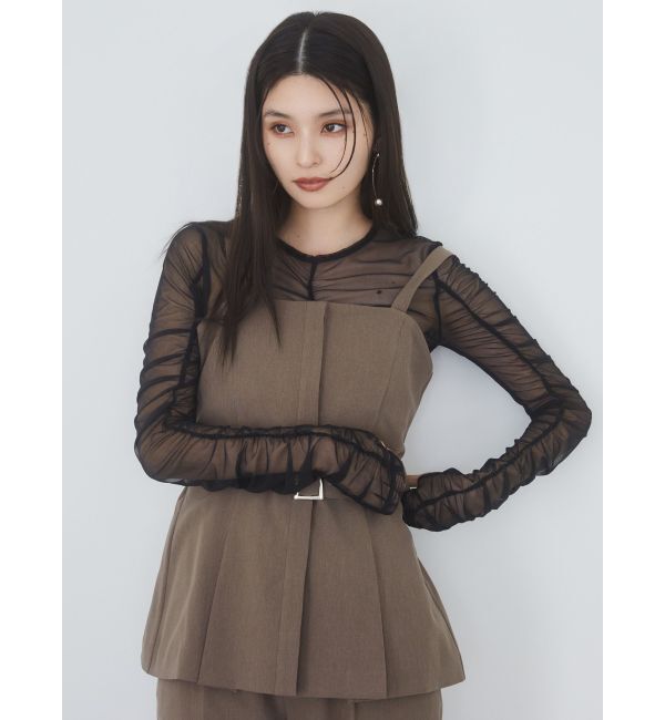 MURUA「シャーリングチュールトップス」|Tシャツ・カットソー|