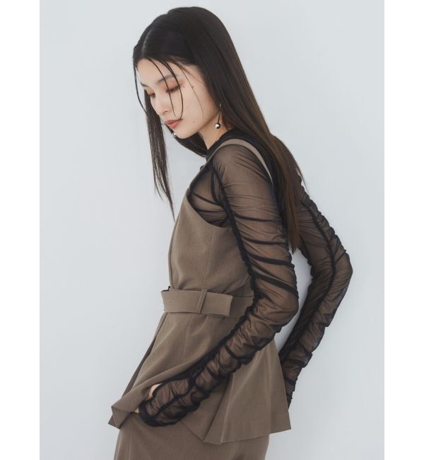 MURUA「シャーリングチュールトップス」|Tシャツ・カットソー|