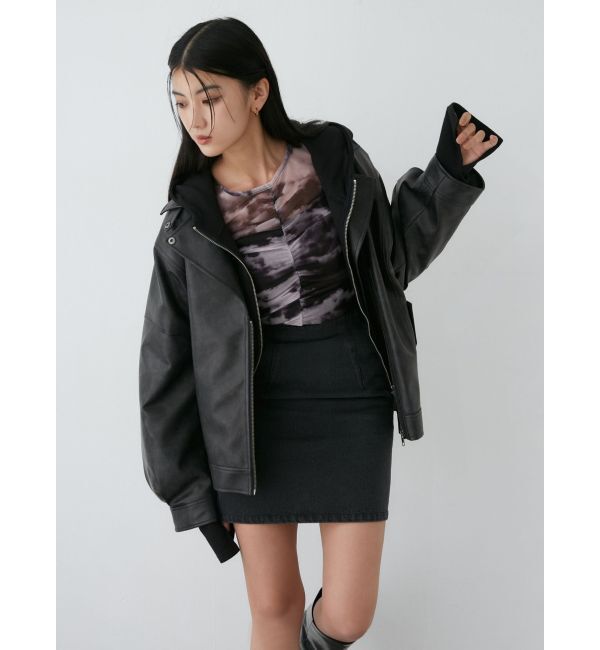 MURUA「シャーリングチュールトップス」|Tシャツ・カットソー|