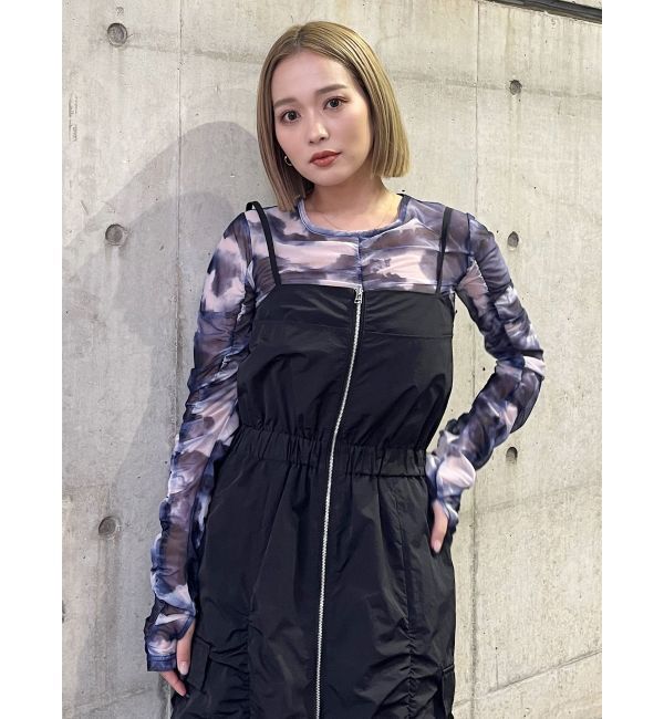 MURUA「シャーリングチュールトップス」|Tシャツ・カットソー|