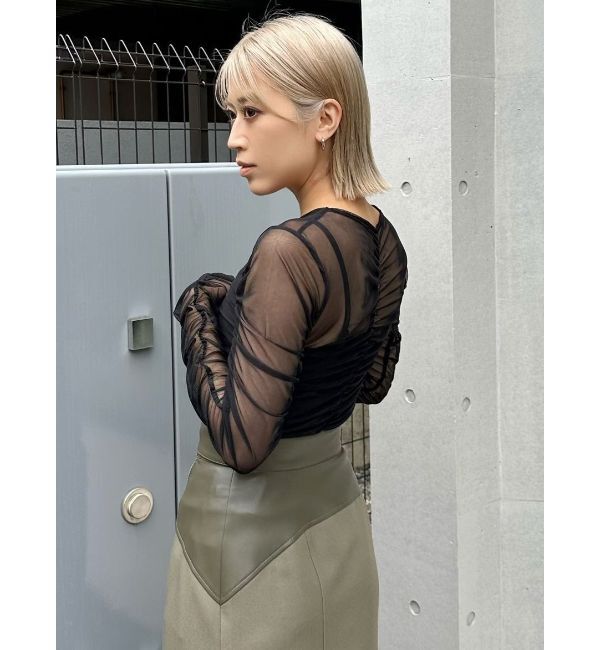 MURUA「シャーリングチュールトップス」|Tシャツ・カットソー|