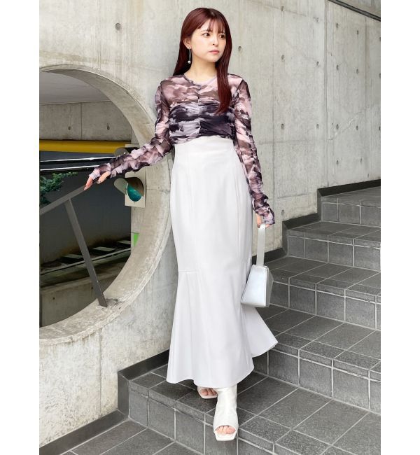 MURUA「シャーリングチュールトップス」|Tシャツ・カットソー|