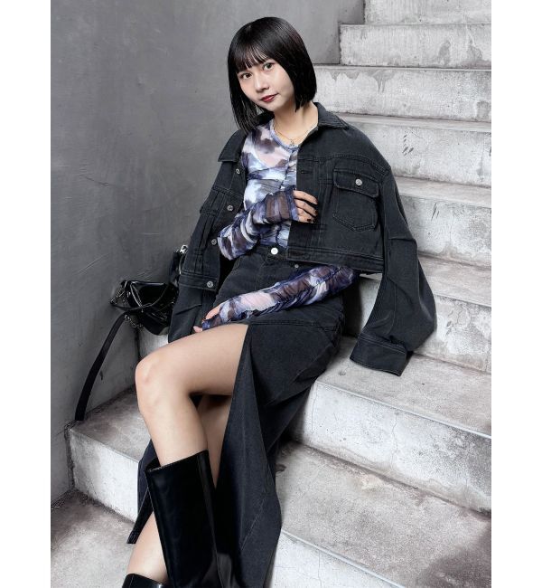 MURUA「シャーリングチュールトップス」|Tシャツ・カットソー|