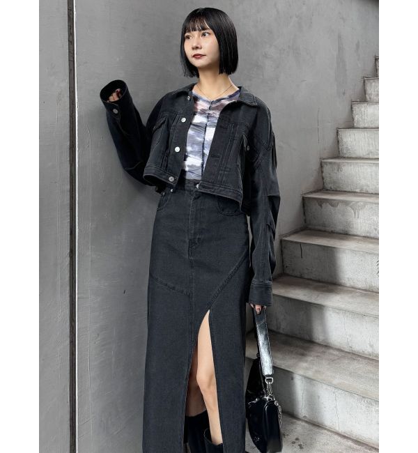 MURUA「シャーリングチュールトップス」|Tシャツ・カットソー|