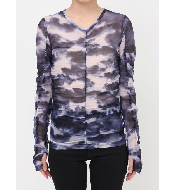 MURUA「シャーリングチュールトップス」|Tシャツ・カットソー|