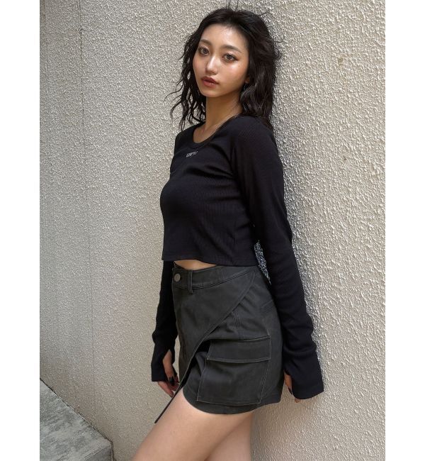 MURUA「ロゴラメテレコトップス」|Tシャツ・カットソー|