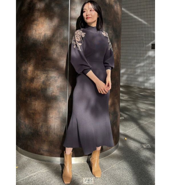 LAGUNAMOON「ショルダーエンブロイダリーニットワンピース」|ワンピース|