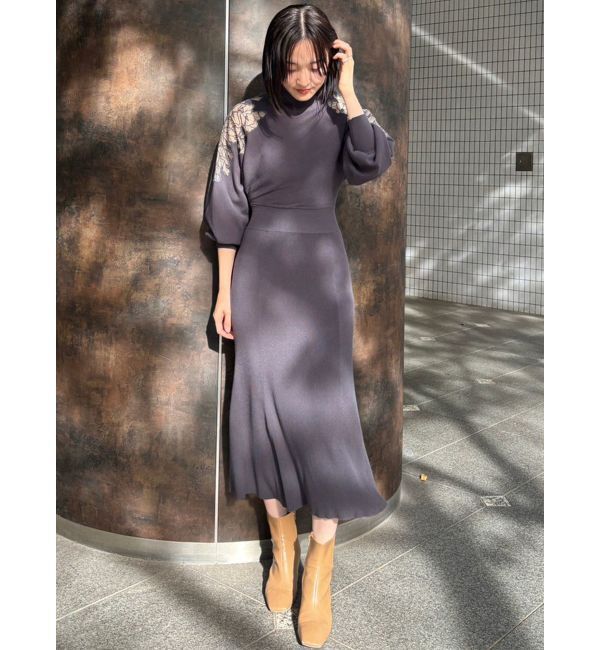 LAGUNAMOON「ショルダーエンブロイダリーニットワンピース」|ワンピース|