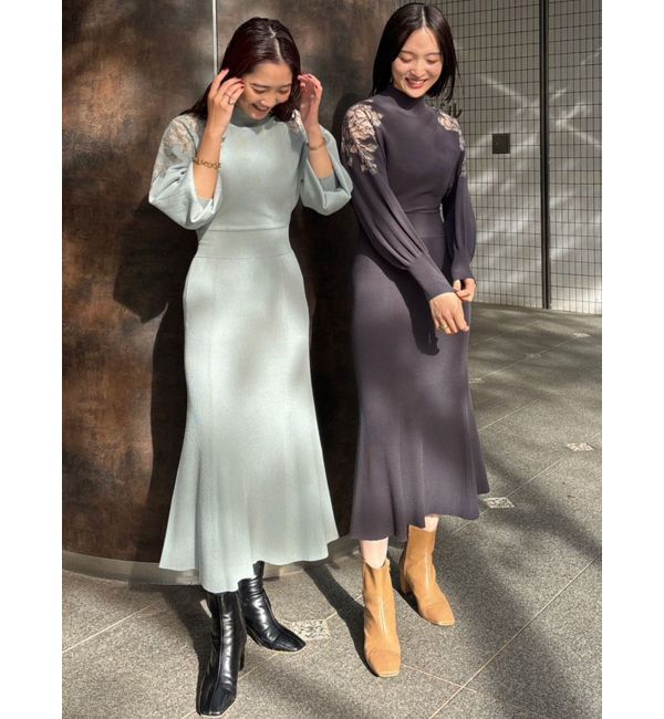 LAGUNAMOON「ショルダーエンブロイダリーニットワンピース」|ワンピース|