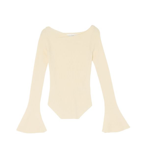 LAGUNAMOON「アシンメトリードレープフレアスリーブニット」|ニット・セーター|