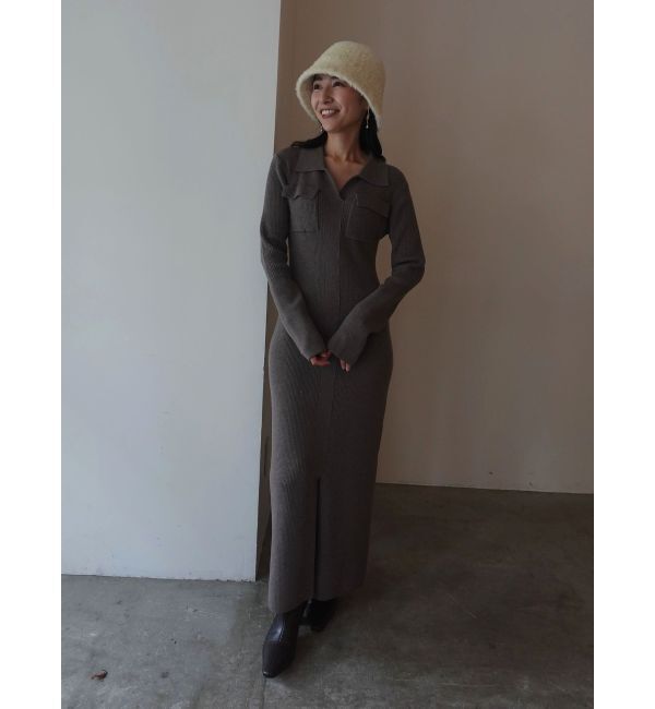 LAGUNAMOON「フラップポケットリブニットワンピース」|ワンピース|