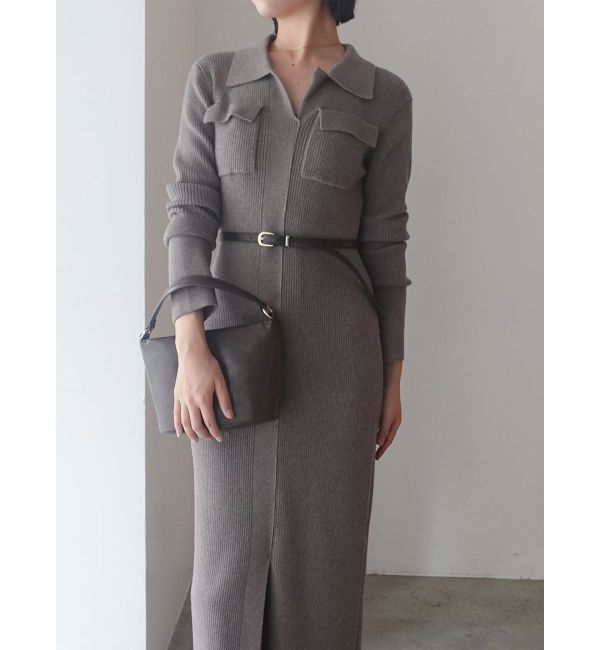 LAGUNAMOON「フラップポケットリブニットワンピース」|ワンピース|