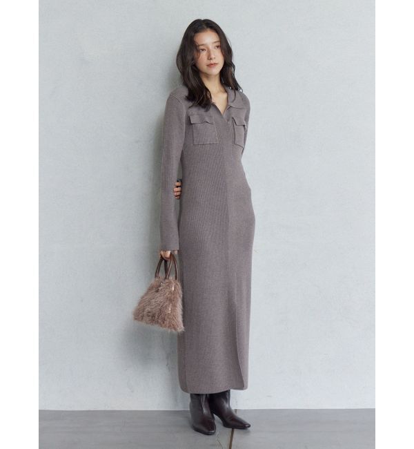 LAGUNAMOON「フラップポケットリブニットワンピース」|ワンピース|