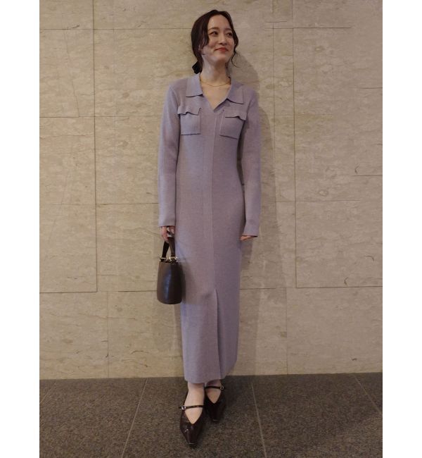 LAGUNAMOON「フラップポケットリブニットワンピース」|ワンピース|ラベンダー